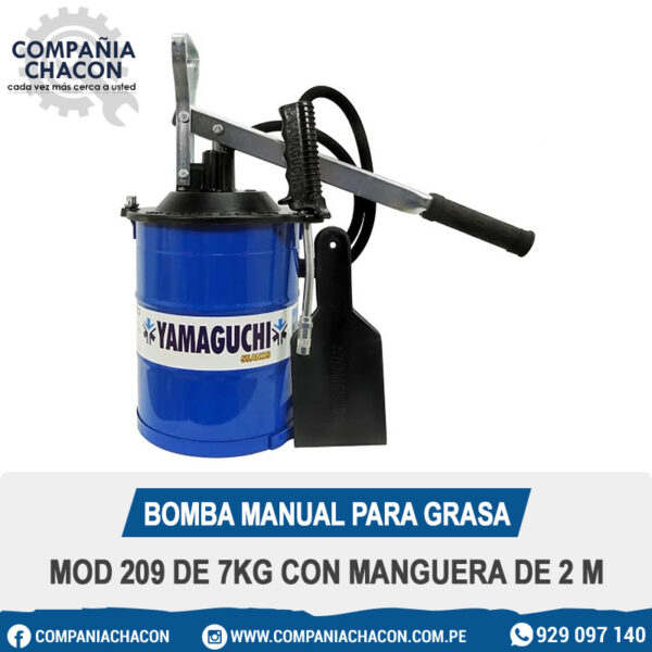 BOMBA MANUAL PARA GRASA MOD 209 DE 7KG CON MANGUERA DE 2 M