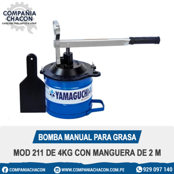 BOMBA MANUAL PARA GRASA MOD 211 DE 4KG CON MANGUERA DE 2 M