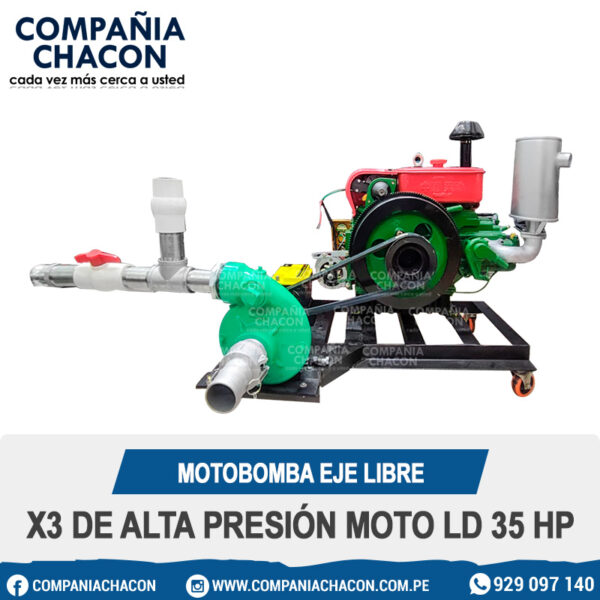 MOTOBOMBA EJE LIBRE 3X3 DE ALTA PRESIÓN MOTO LD 35 HP