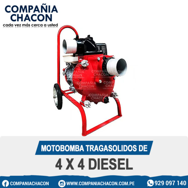 MOTOBOMBA TRAGASOLIDOS DE 4 X 4 DIESEL