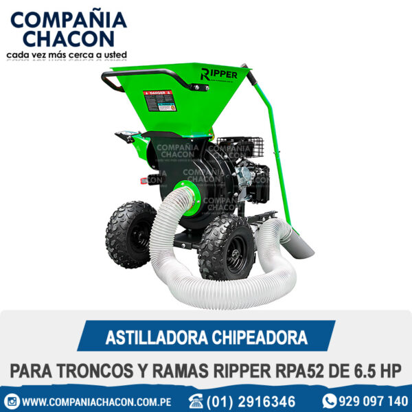 ASTILLADORA CHIPEADORA PARA TRONCOS Y RAMAS RIPPER RPA52 DE 6.5 HP