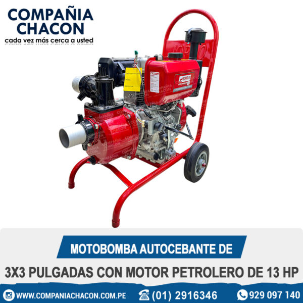MOTOBOMBA AUTOCEBANTE DE 3X3 PULGADAS CON MOTOR PETROLERO DE 13 HP